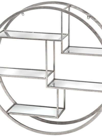 Large Circular Silver Wall Hanging Multi Shelf