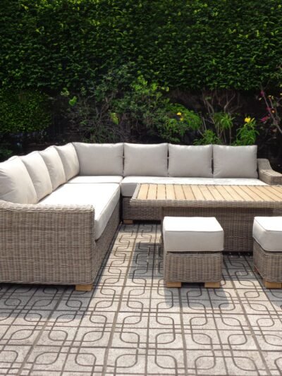Capri Outdoor Large Corner Set With Riser Table + 2 Stools