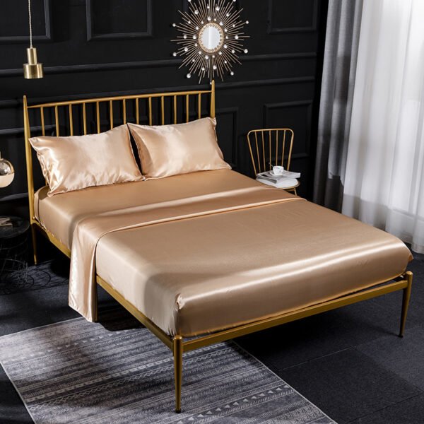 Ice Silk Bed Sheet Silk Satin Satin Pillowcase Silk Four Piece Bed Sheet - Image 5
