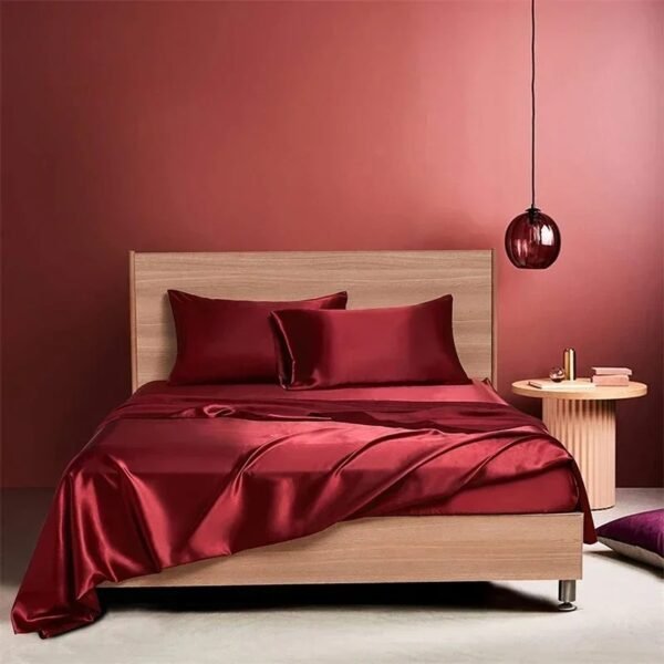 Four-piece Set Of Silk Bedding Sheets And Fitted Sheets - Image 10