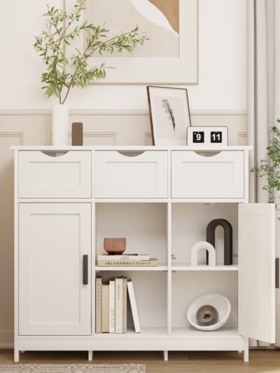 Cabinets With Drawers And Shelves, Living Room, Bedroom, Bathroom Decor Cabinets Furniture Home Decor - White